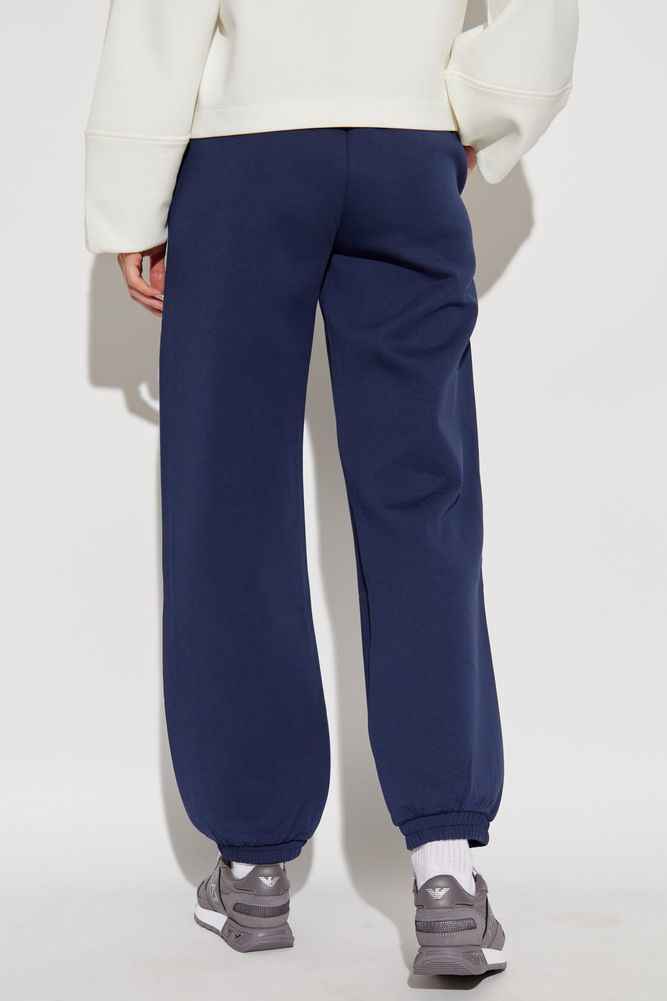 Shop Emporio Armani Logo-detailed Stretch-cotton Track Pants In Blue