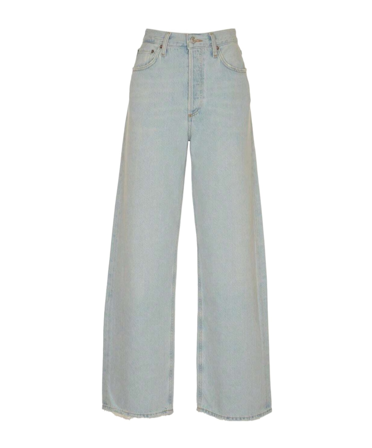 Agolde Low Slung Baggy Cotton Jeans In Gray