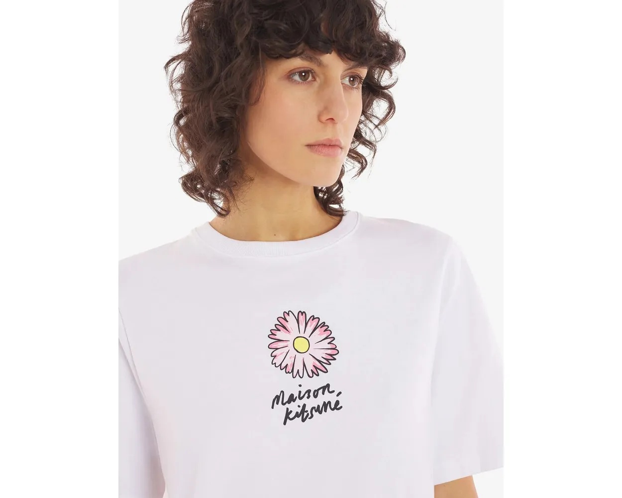 Shop Maison Kitsuné Floating Flower Cotton T-shirt In White