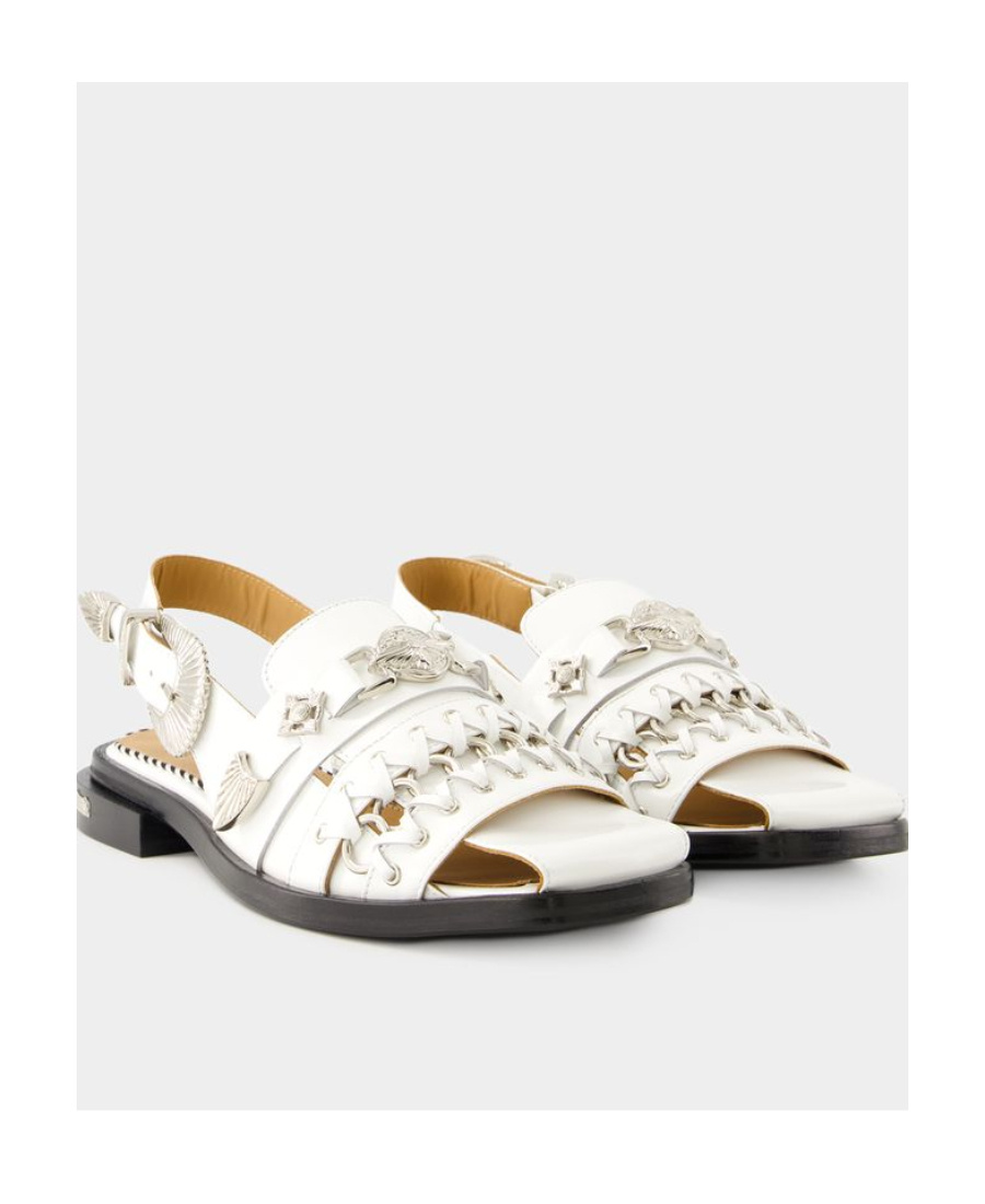 Shop Toga Pulla Buckled Slingback Sandals In White