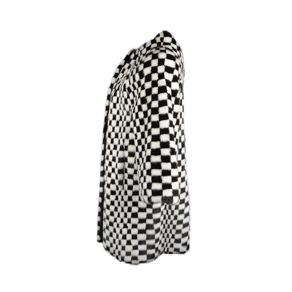 Frame Plaid Fur In Black