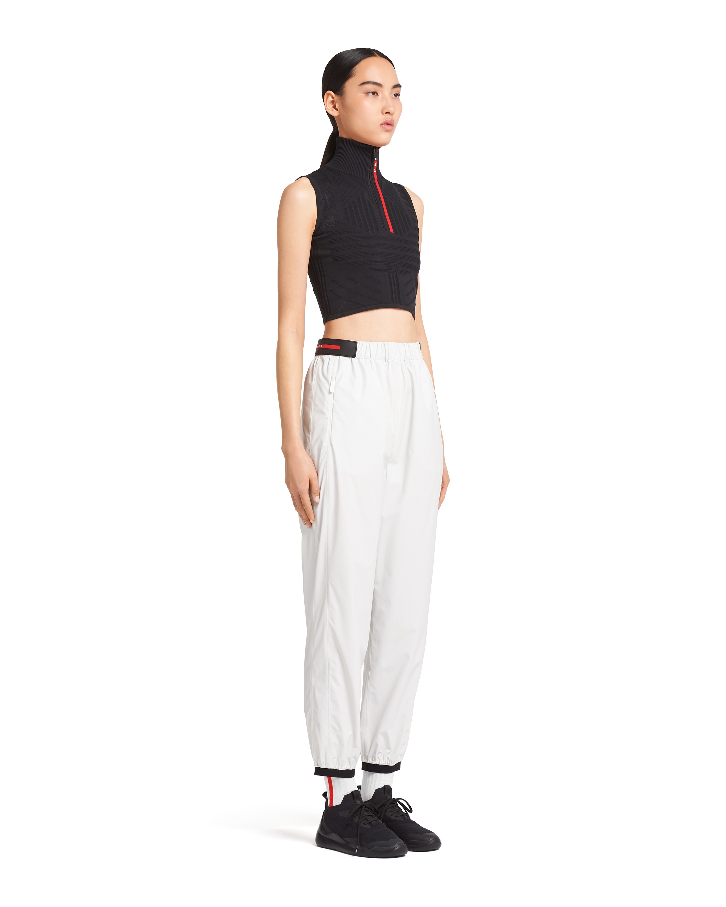Prada Elastic-waistband Straight-leg Trousers In Blue