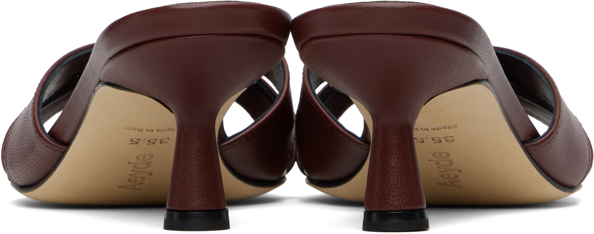 Aeyde Daphne Leather Pointed-toe High-heeled Sandals In Burgundy