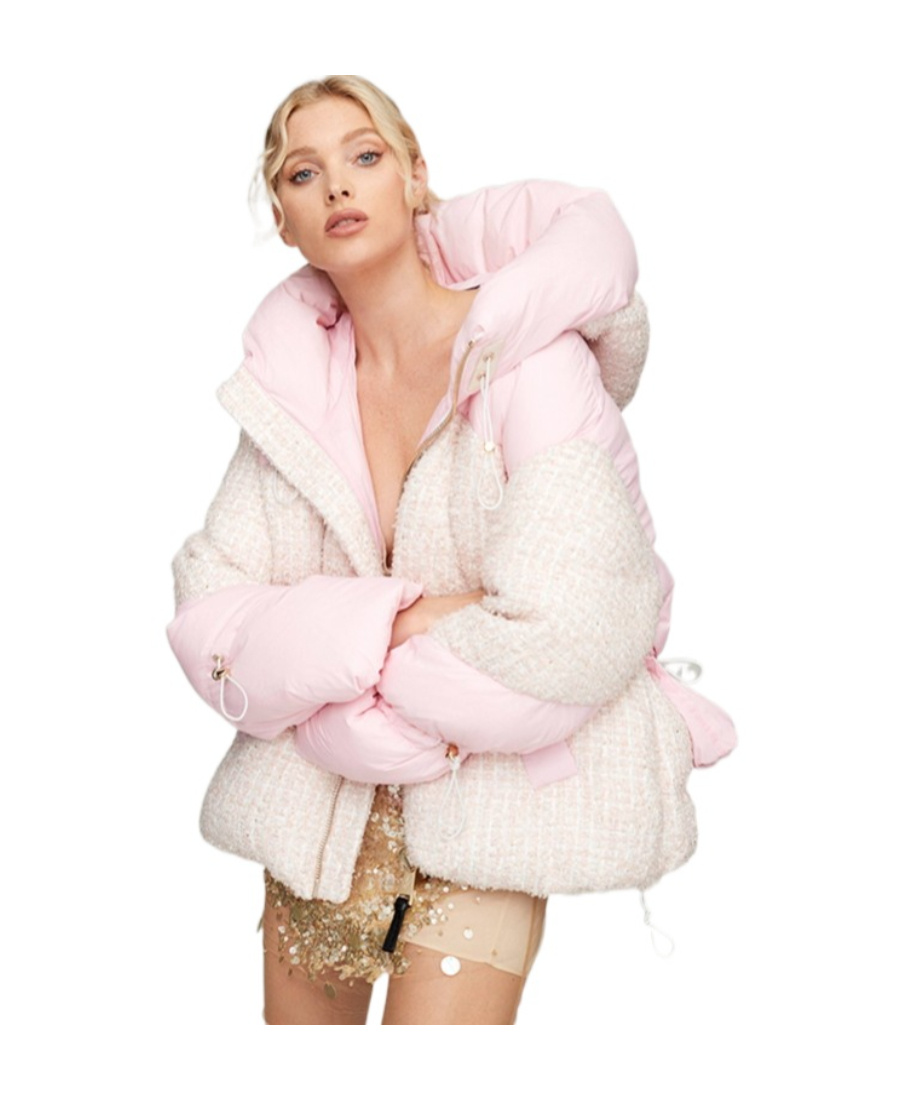 Nicole Benisti Long-sleeved Hooded Down Jacket In Pink