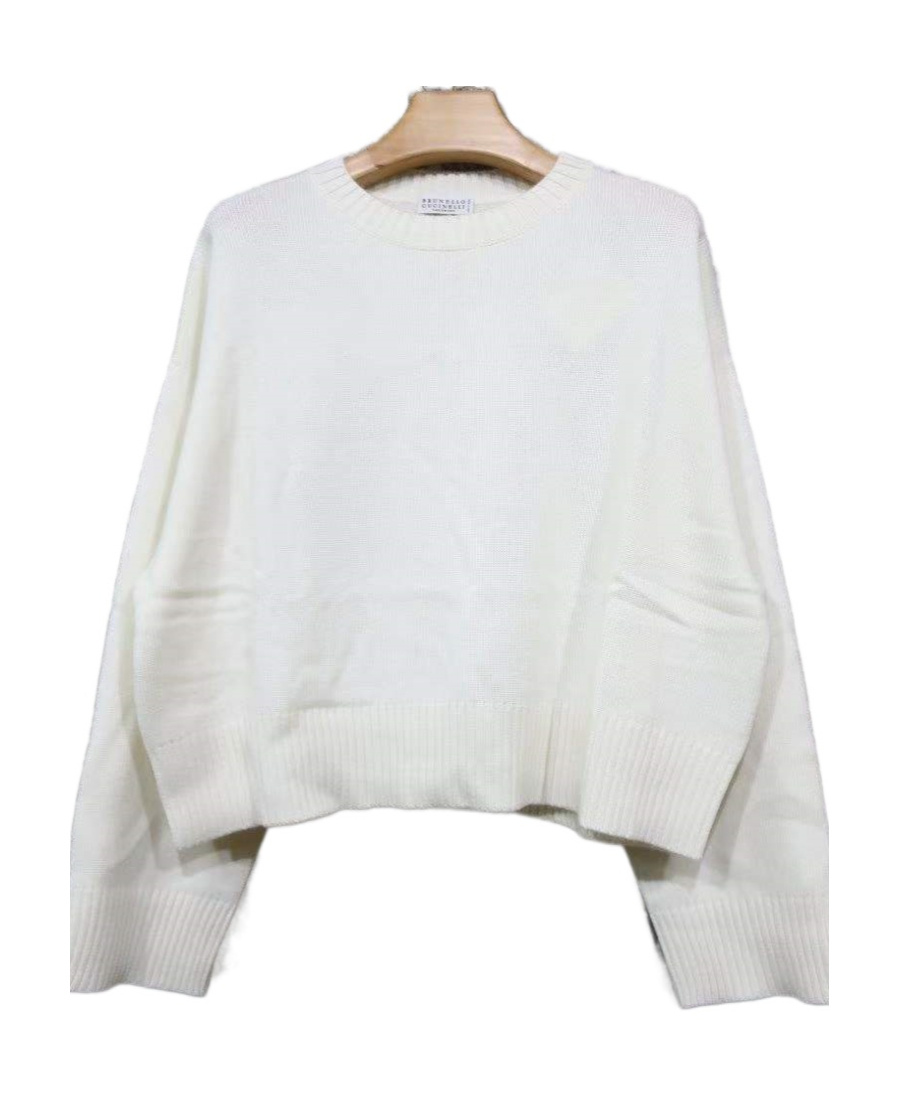 Brunello Cucinelli Crew-neck Cashmere Jumper In White