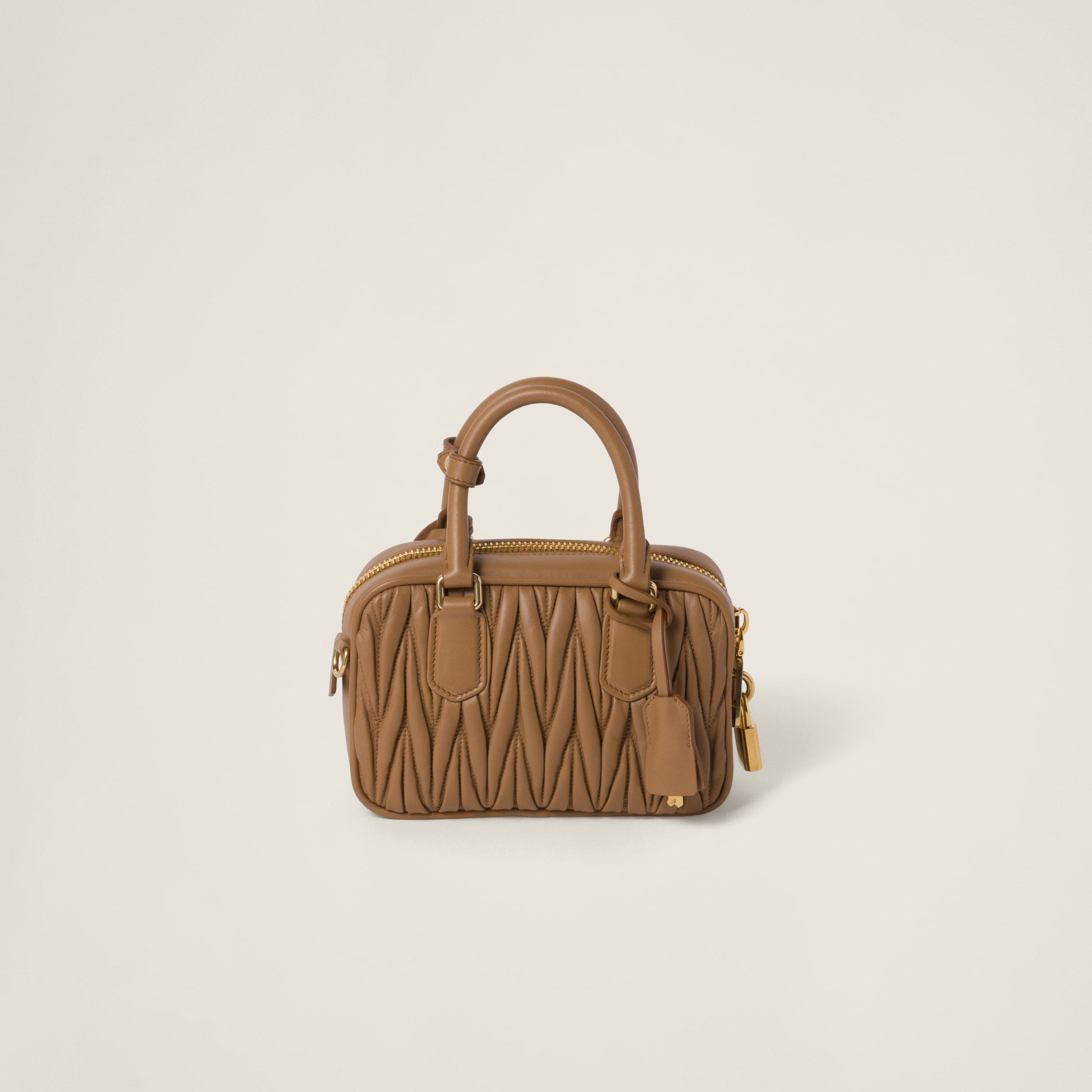 Miu Miu Arcadie Matelassé Nappa Leather Bag In Brown