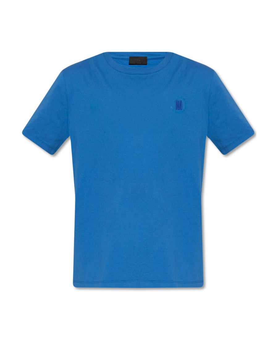 Moncler Logo-print Cotton T-shirt In Blue