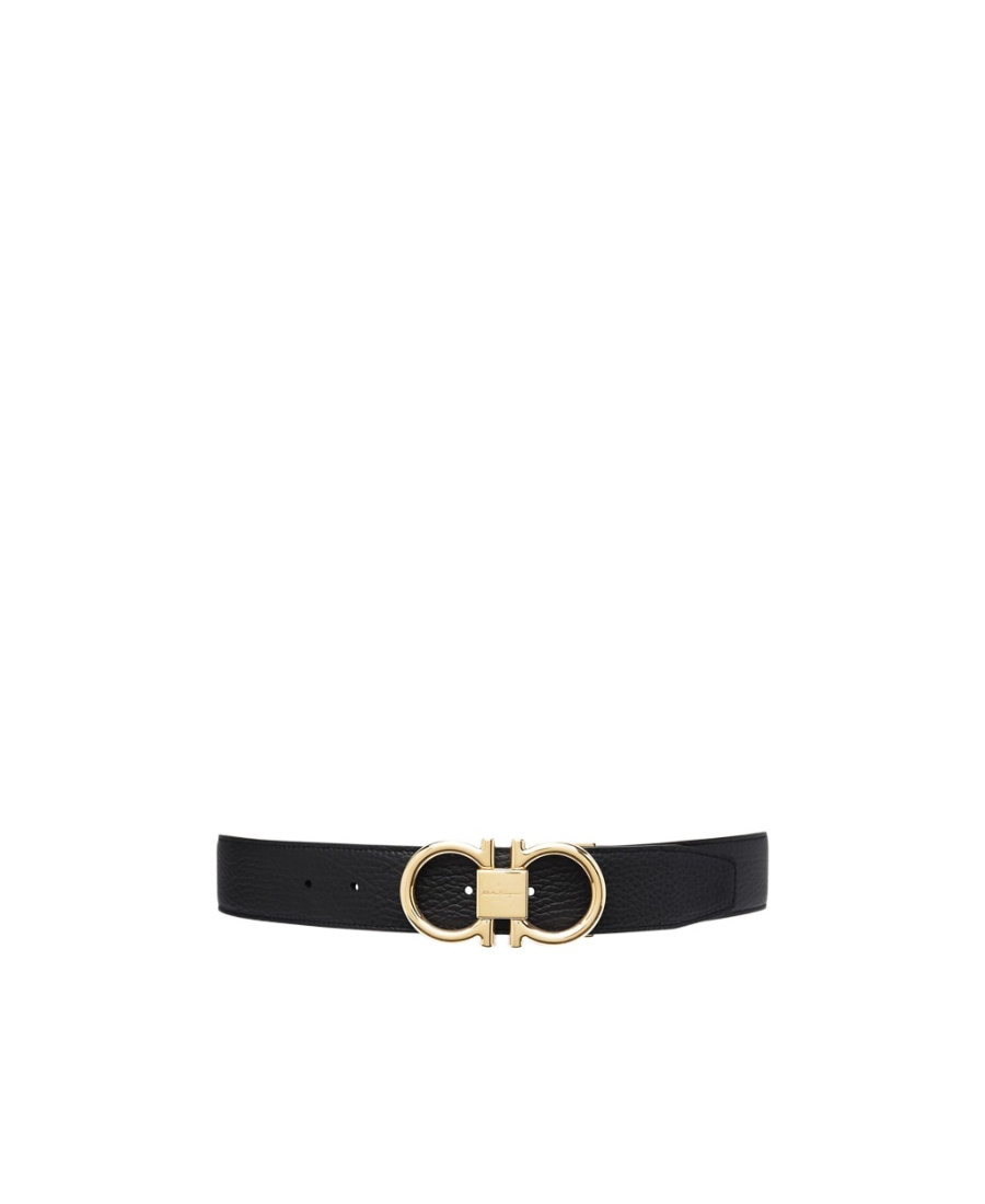 Ferragamo Leather Reversible Belt In Black