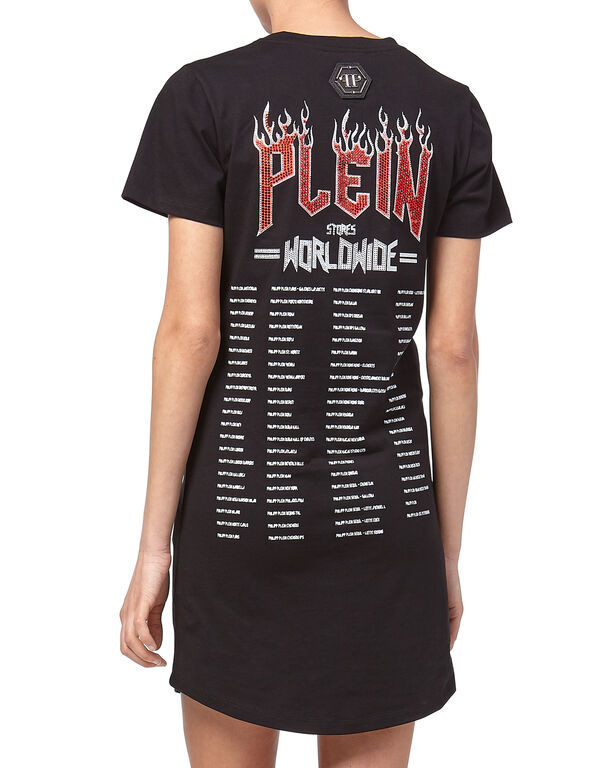 Philipp Plein Logo Details T-shirt Dress In Black