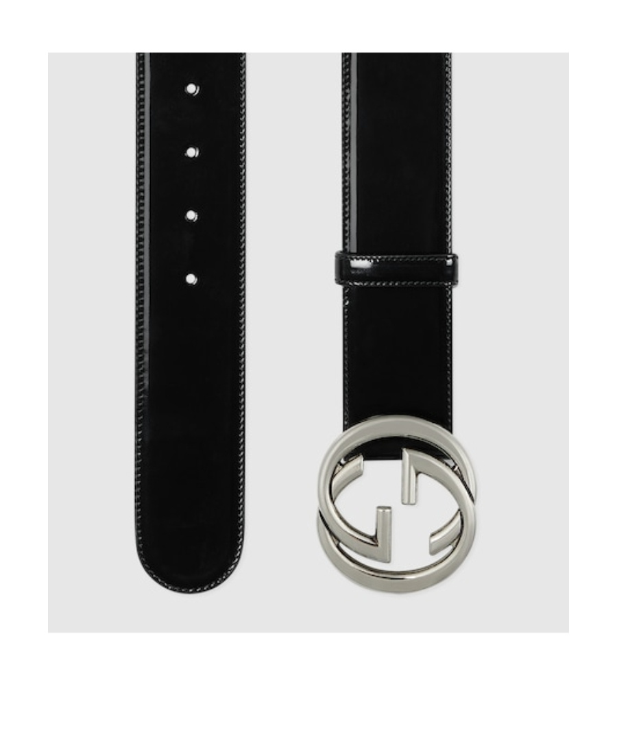 Gucci Interlocking G Leather Belt In Black