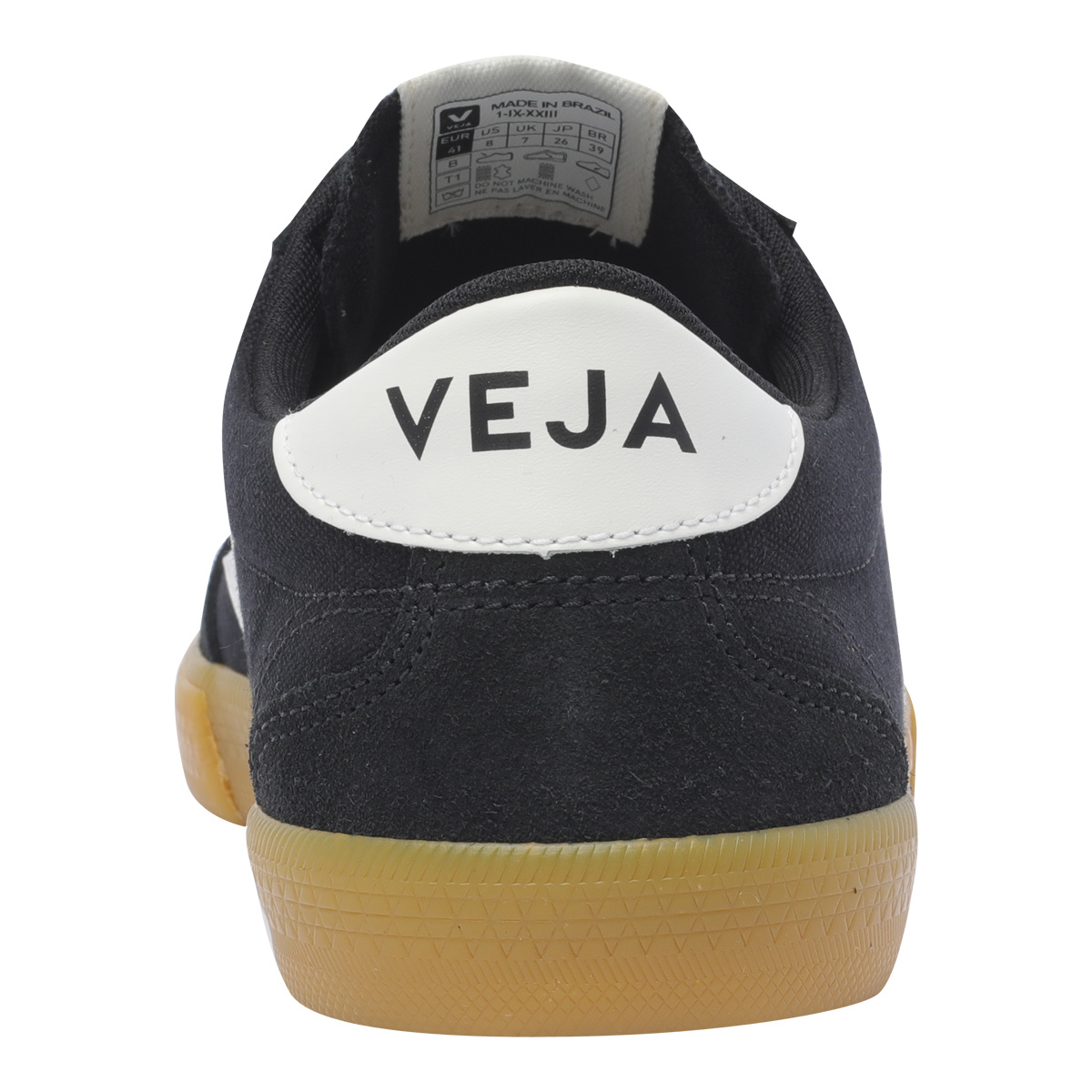 Veja Volley Black Sneaker With Side Logo And Lettering Logo On The Heel In Organic Cotton Unisex In Black
