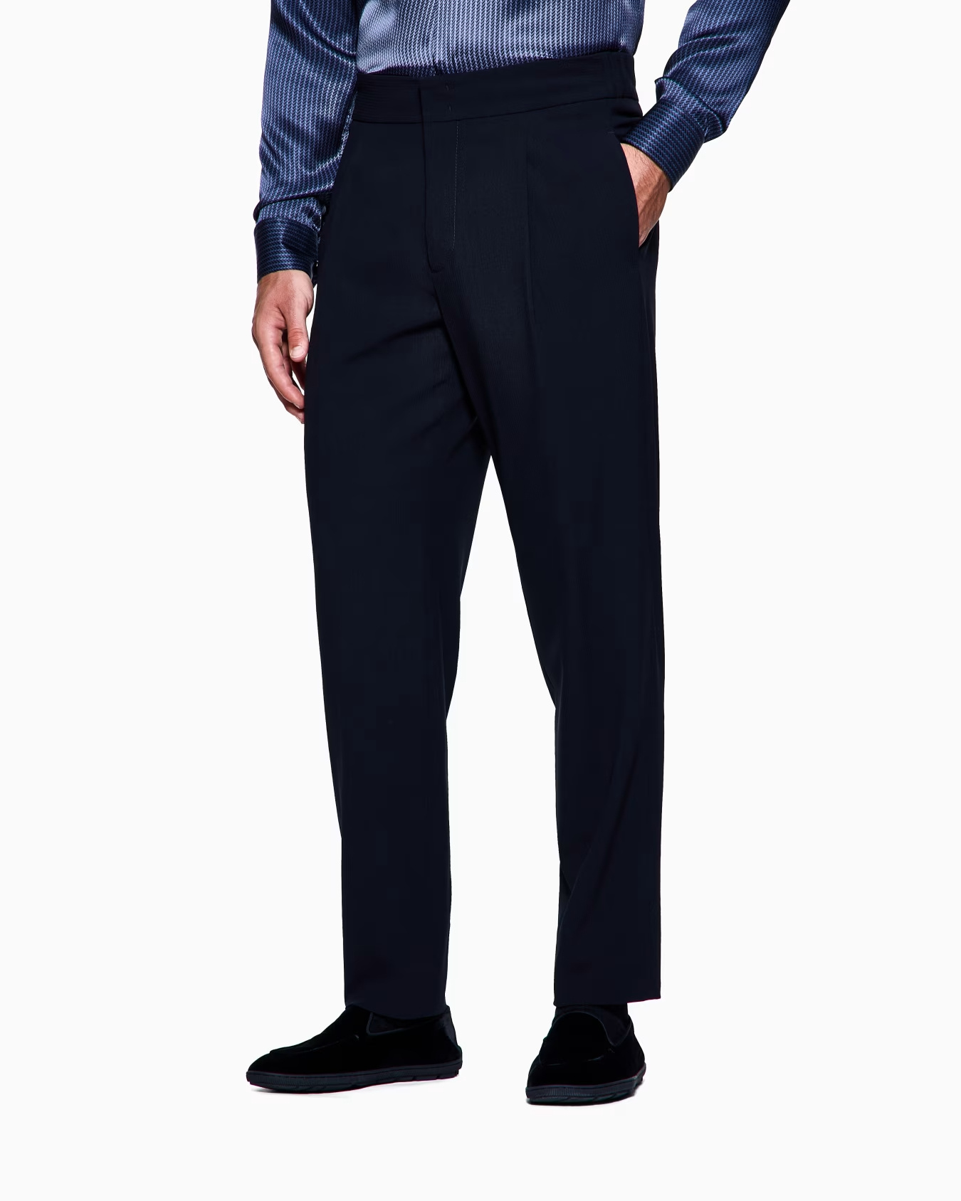 Giorgio Armani Single-dart, Wool-crêpe Trousers In Blue