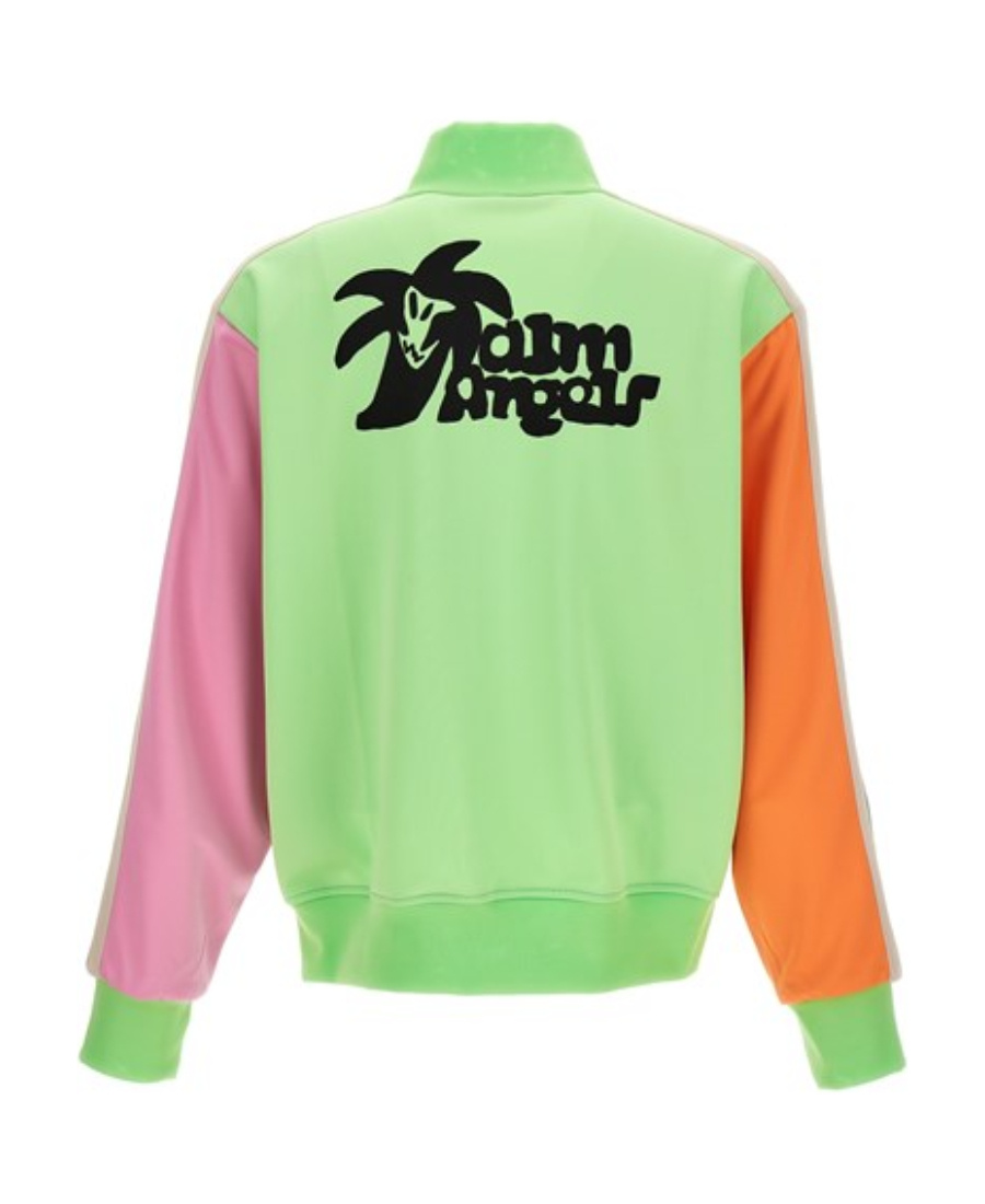 Palm Angels Multicolor Colorblock Track Sweatshirt In Green