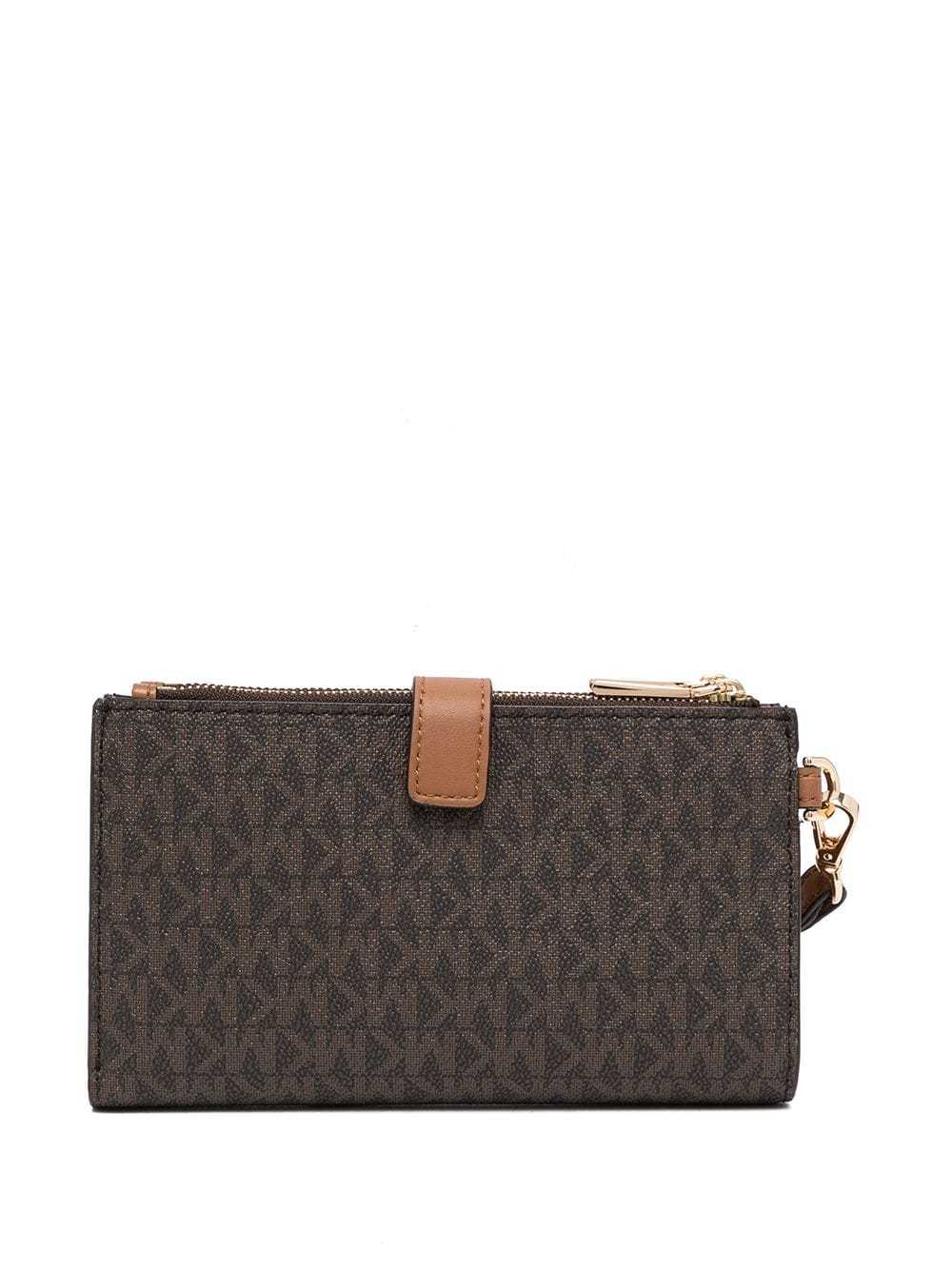 Michael Kors Adele Monogram Clutch Bag In Black