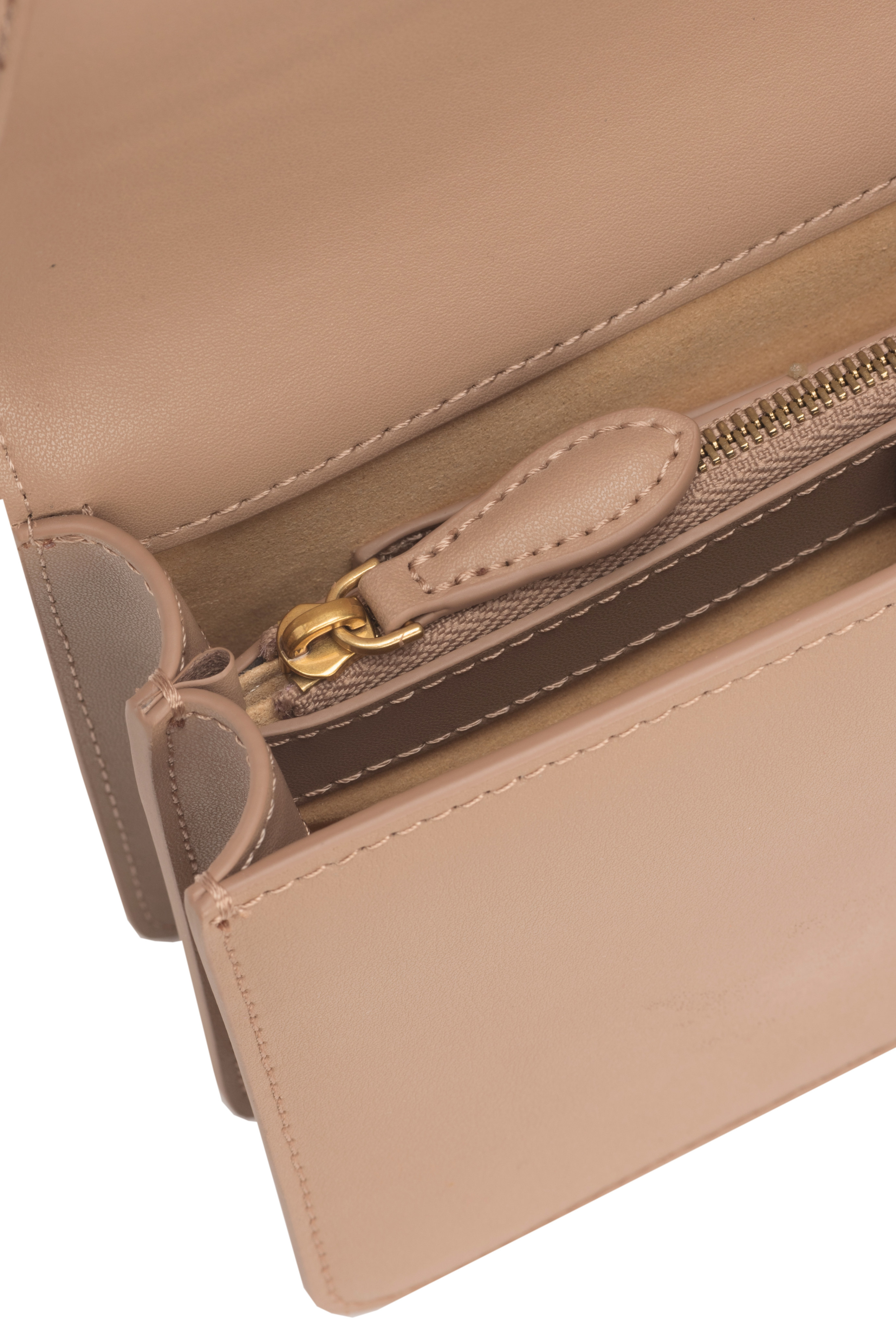 Shop Pinko Love One Logo Plaque Mini Crossbody Bag In Nude