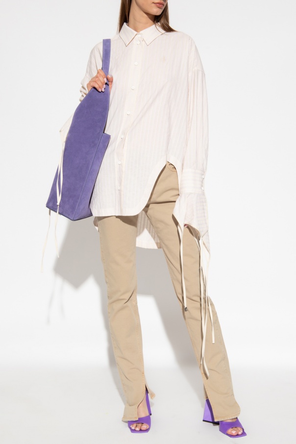 Attico Slit-hem Straight-leg Jeans In Nude