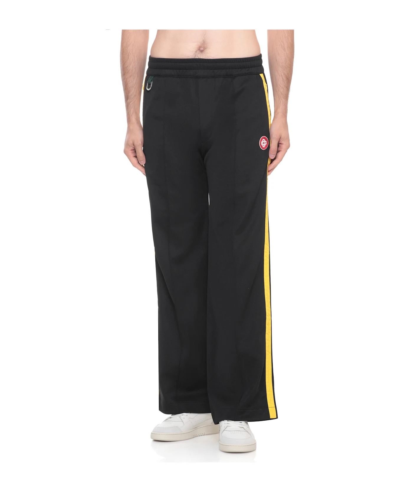 Casablanca Wide Leg Trousers Featuring Metallic Front In Multi