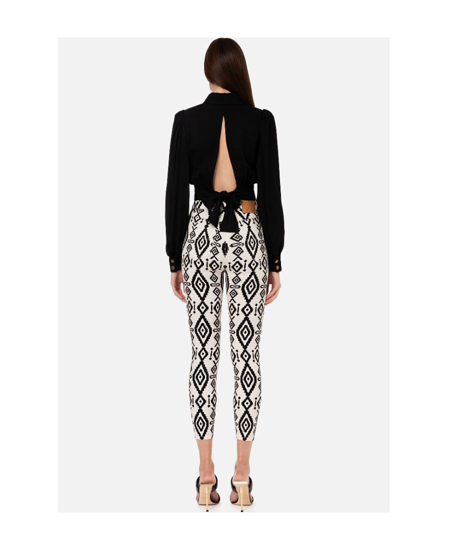 Elisabetta Franchi Long-sleeve Cotton Shirt In Black