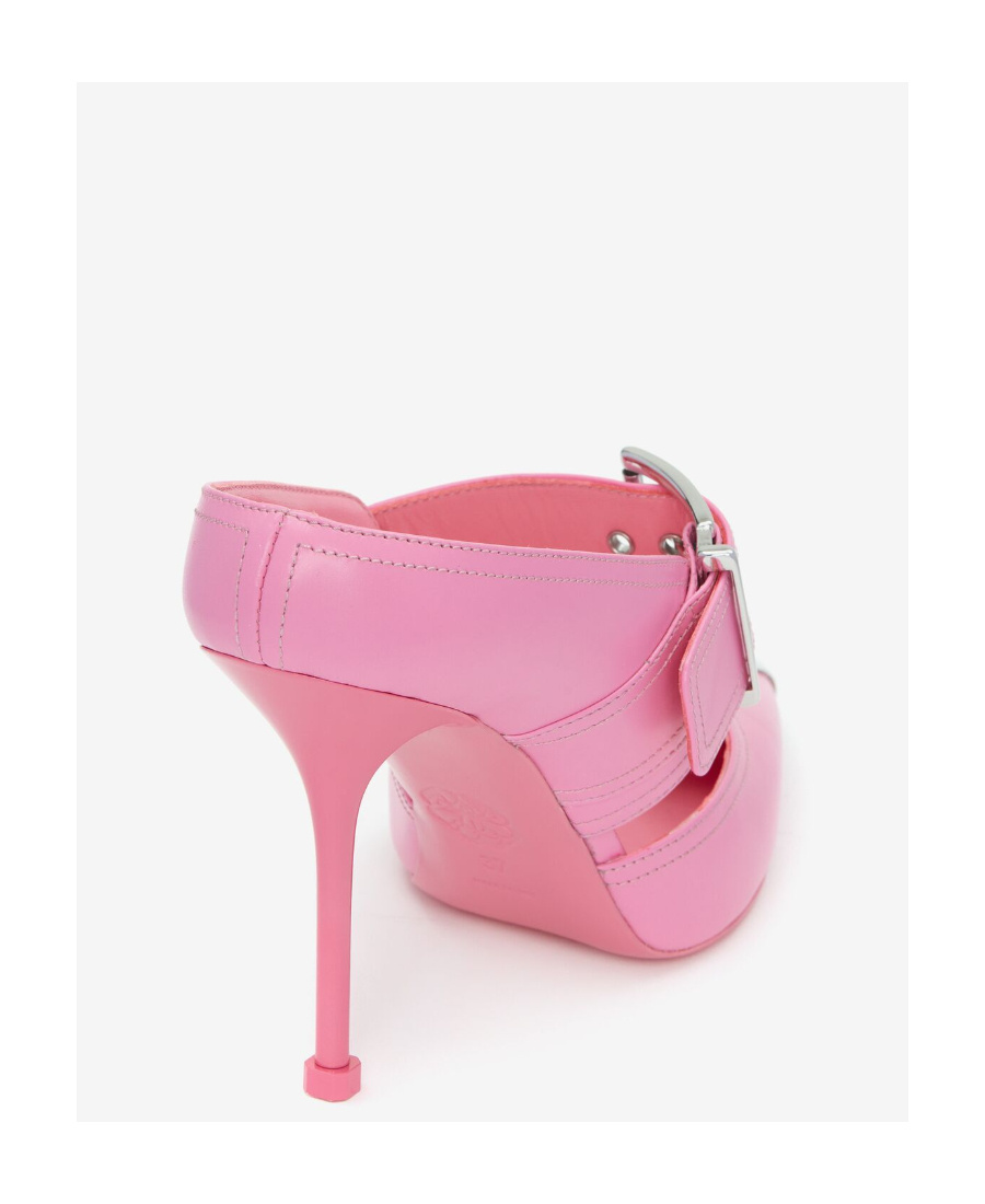 Alexander Mcqueen 75mm Metallic Toe-cap Detail Mules In Pink