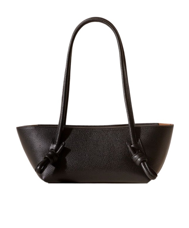Hereu Textured Shoulder Bag Knotted Handles In Black