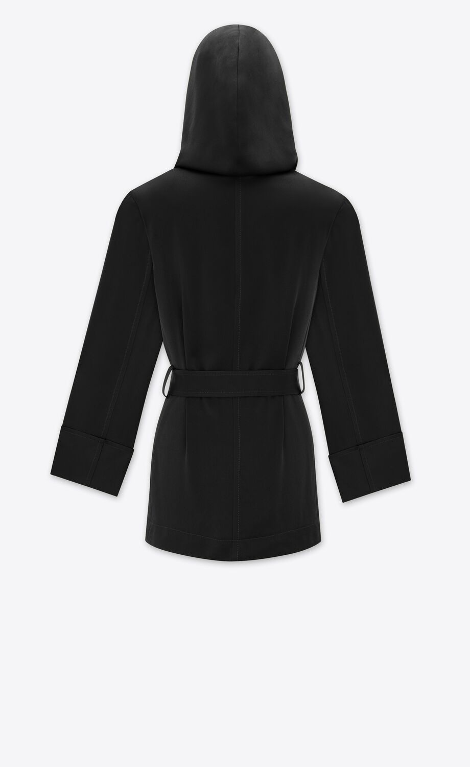 Saint Laurent Self-tie Hooded Jacket In Black