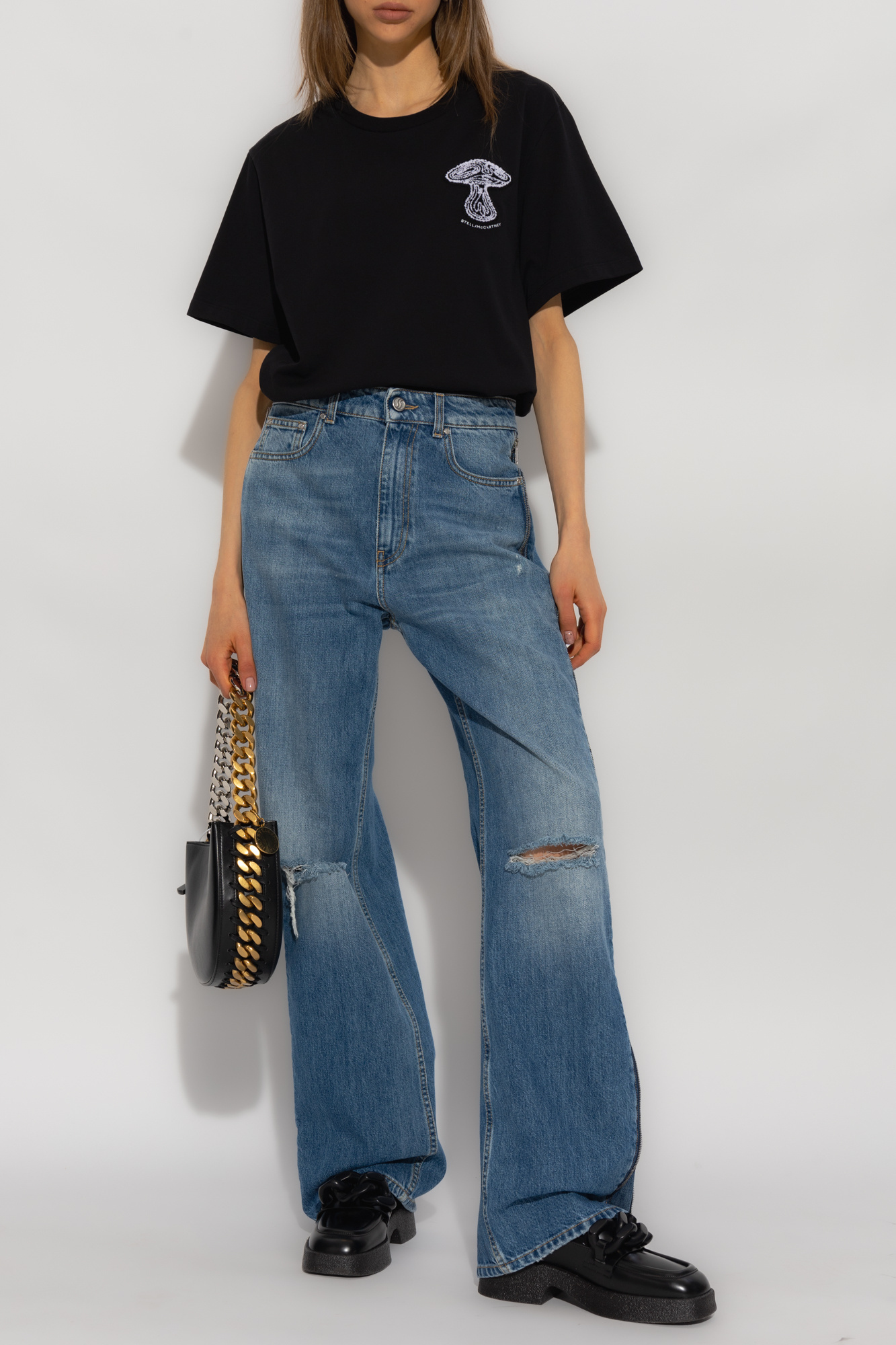 Stella Mccartney T-shirt With Round Neck And Short Sleeves In Black