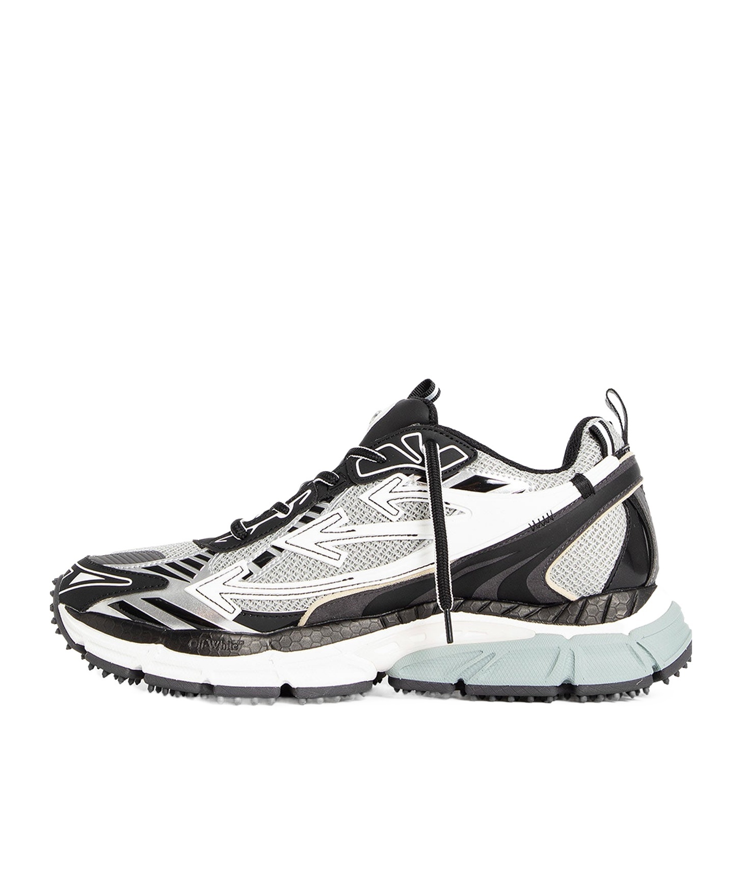 Off-white Ow Be Right Back Grey Low Top Sneakers With Zip-tie Detail In Mesh And Leather Man In White