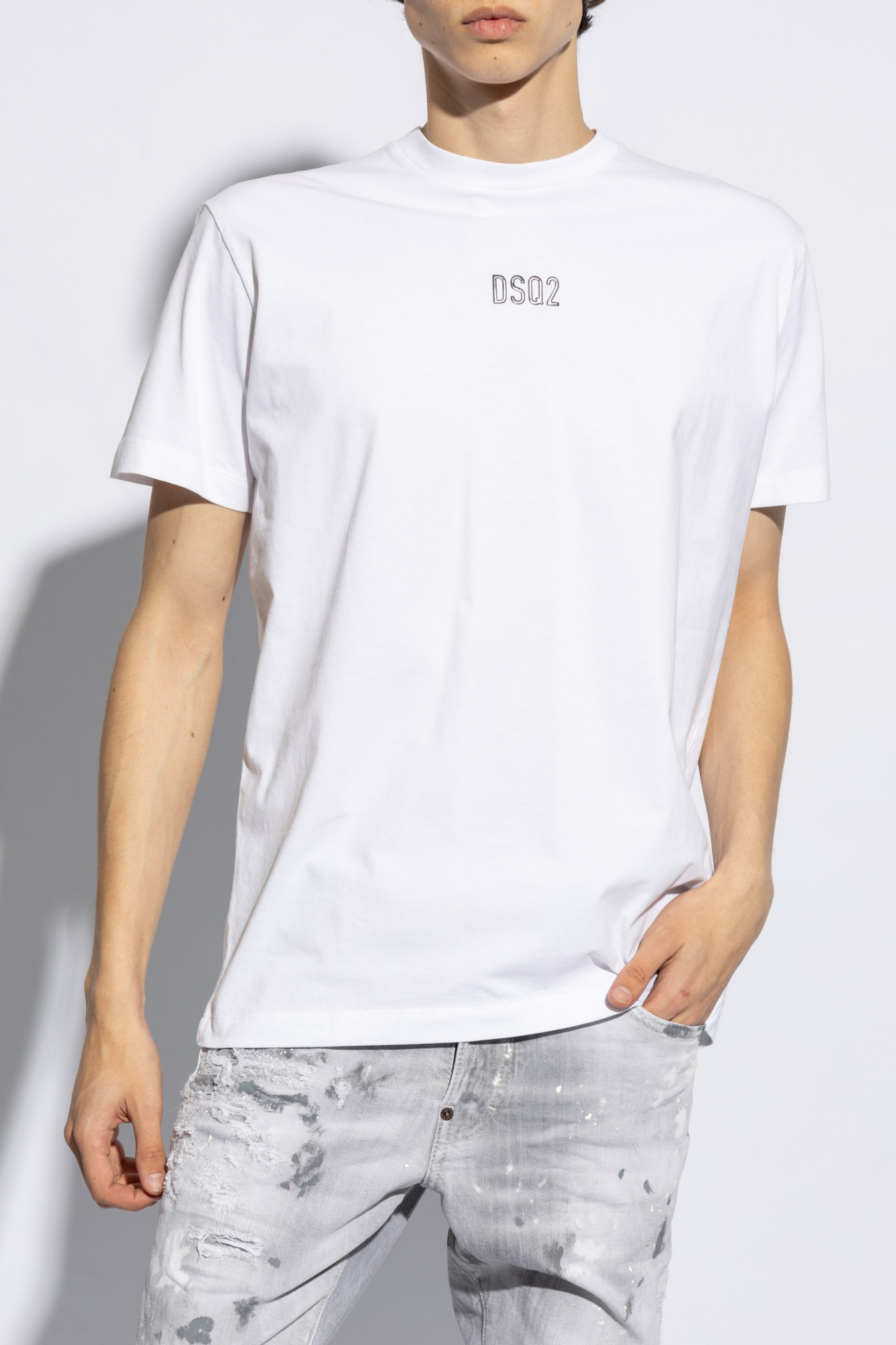 Dsquared2 Logo-stamp Cotton-blend T-shirt In White