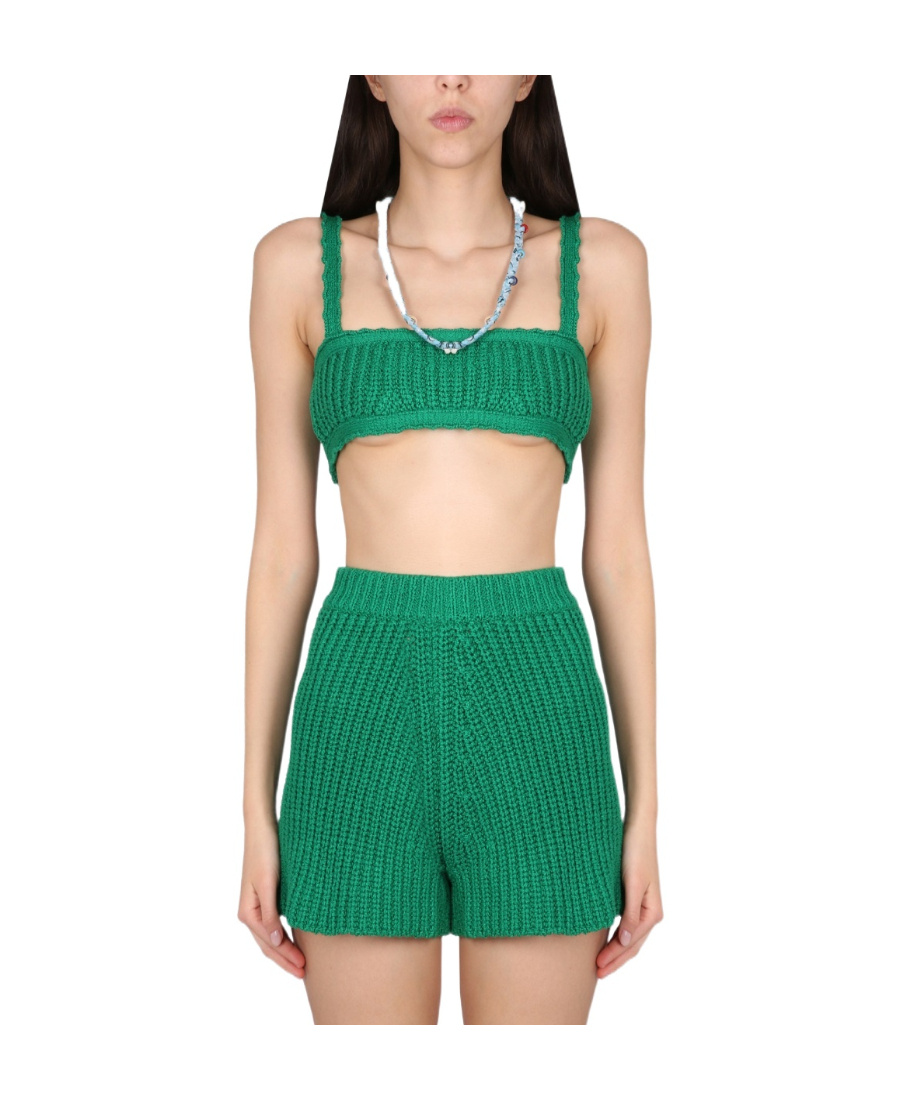 Alanui Caribbean Vibes Crochet Knit Top In Green