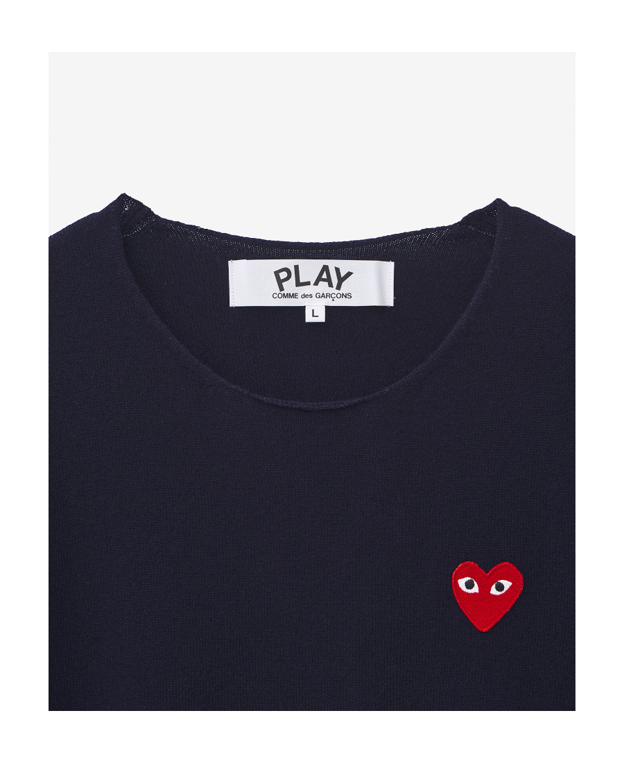 Comme Des Garçons Play Red Heart Wapen Wool Knitted Pullover
