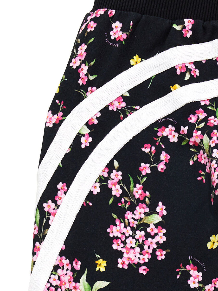Monnalisa Flower Scraping Jogging Pants In Black