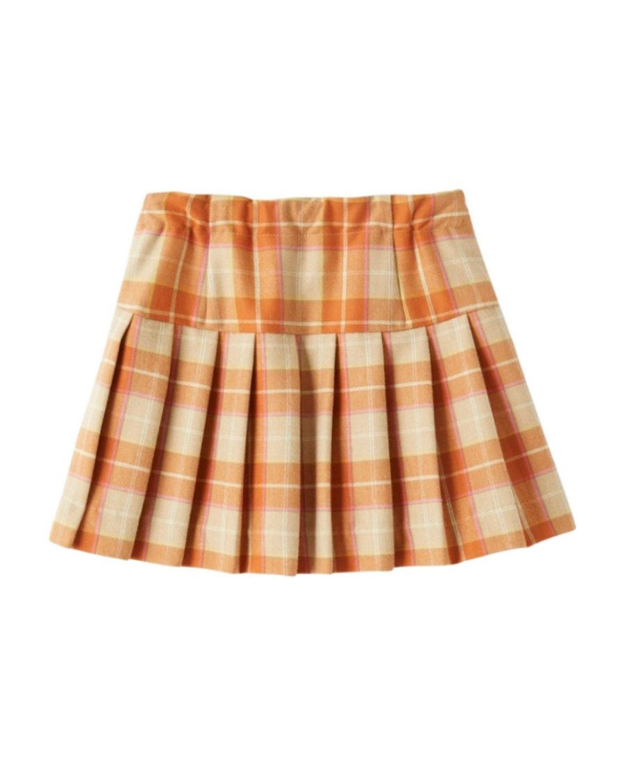 Il Gufo Plaid-check Pleated Miniskirt In Nude