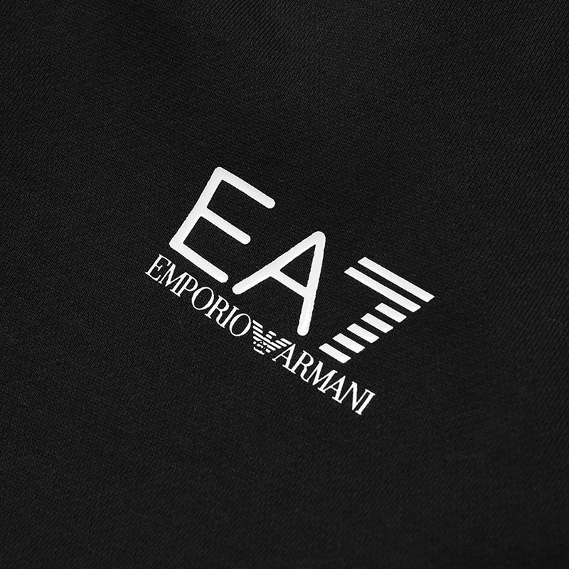 Ea7 Logo Hooded Sweater In Black