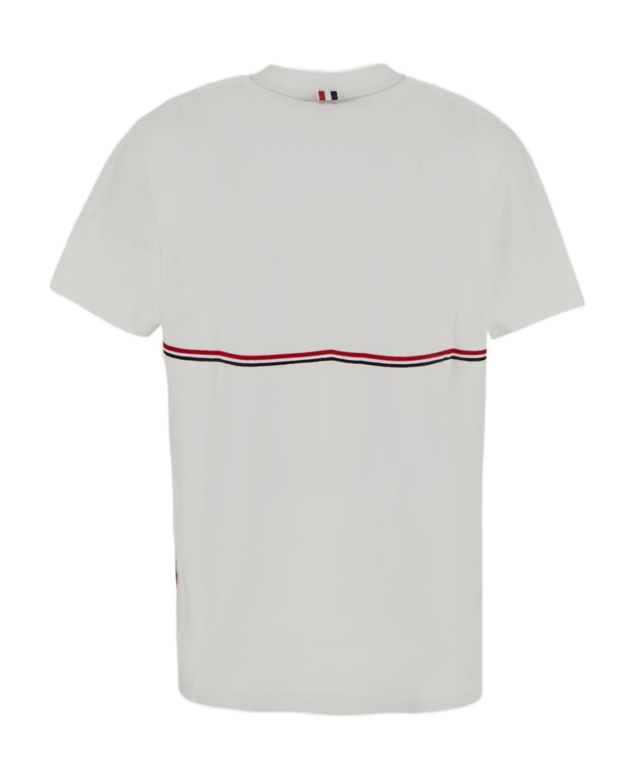 Shop Thom Browne Rwb-stripe Crew-neck T-shirt In White