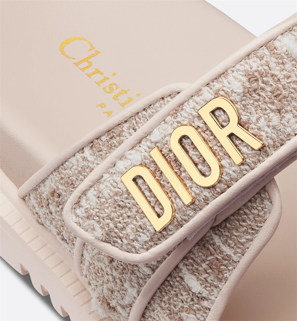 Dior Logo Leather Sandal In Beige