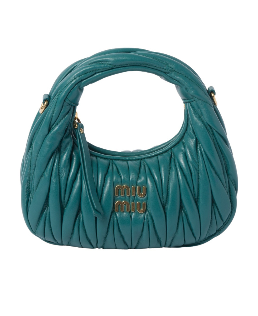 Miu Miu Mini Wander Quilted Leather Hobo Bag In Blue