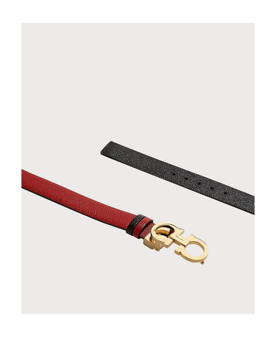 Ferragamo Gancini Reversible Leather Belt In Black