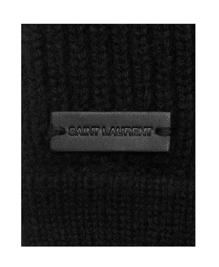 Saint Laurent Logo-plaque Knitted Balaclava In Black