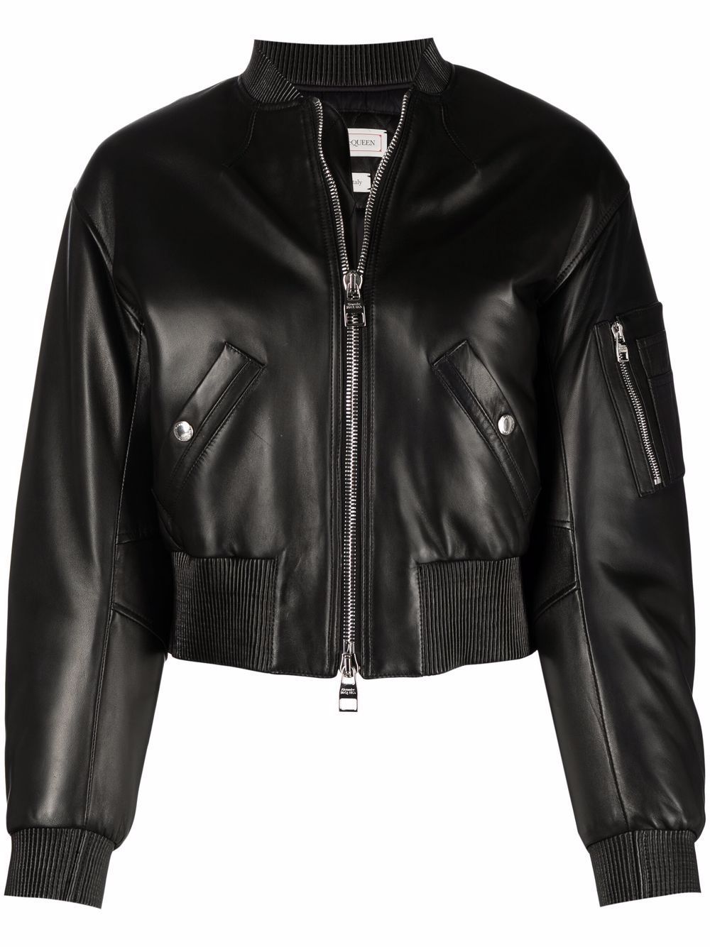 Alexander Mcqueen Polished-finish Zip-fastening Jacket In Black