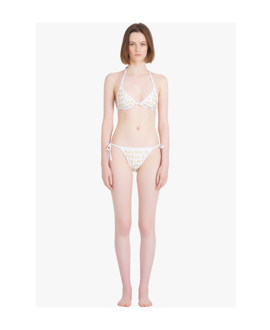Balmain Triangle Bra Bikini In White