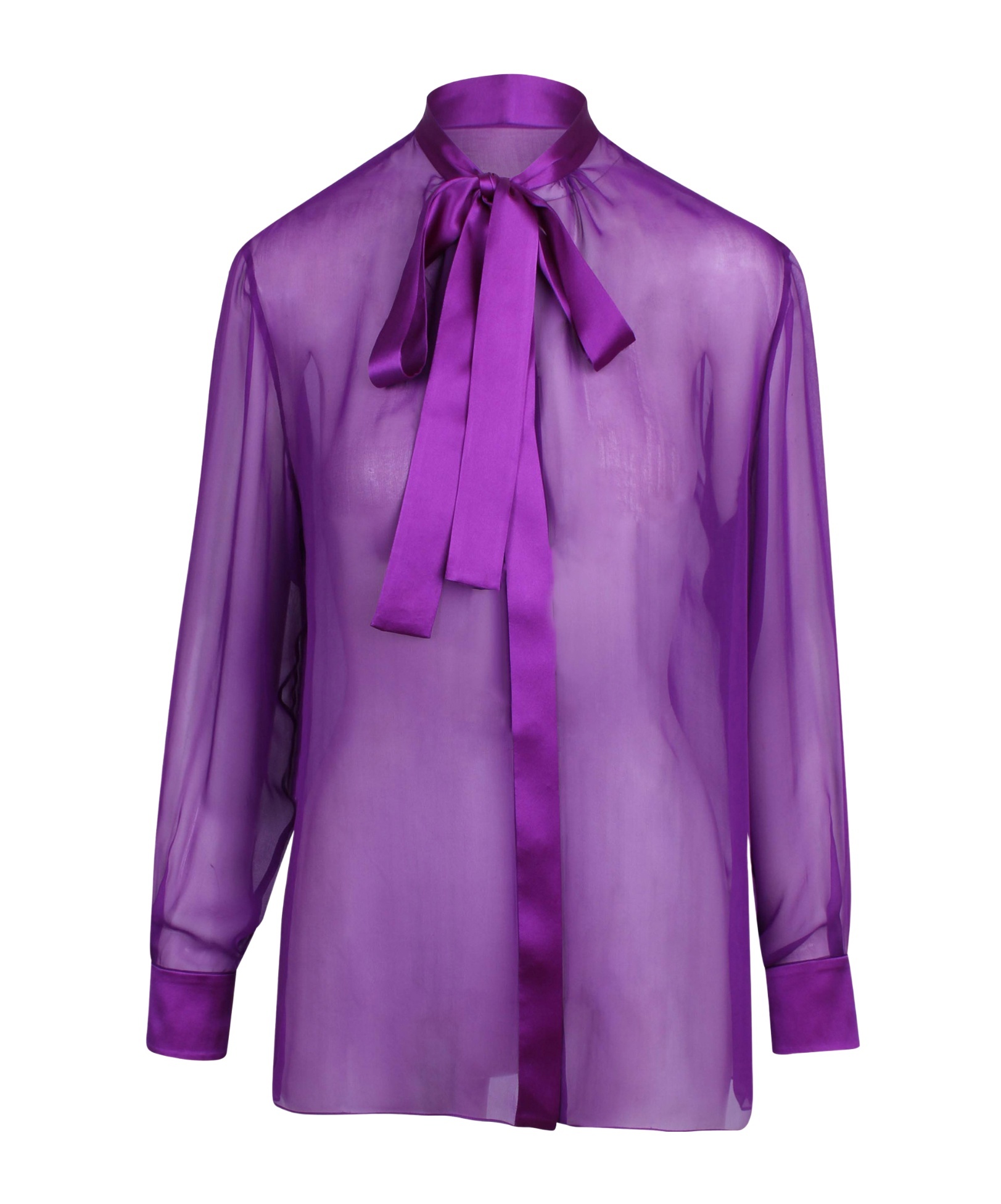 Dolce & Gabbana Satin Tie-neck Shirt In Purple