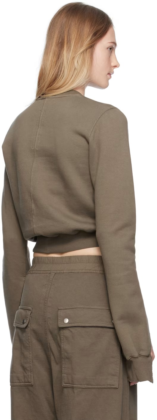 Rick Owens Drkshdw Gray Raw Edge Sweatshirt In Brown