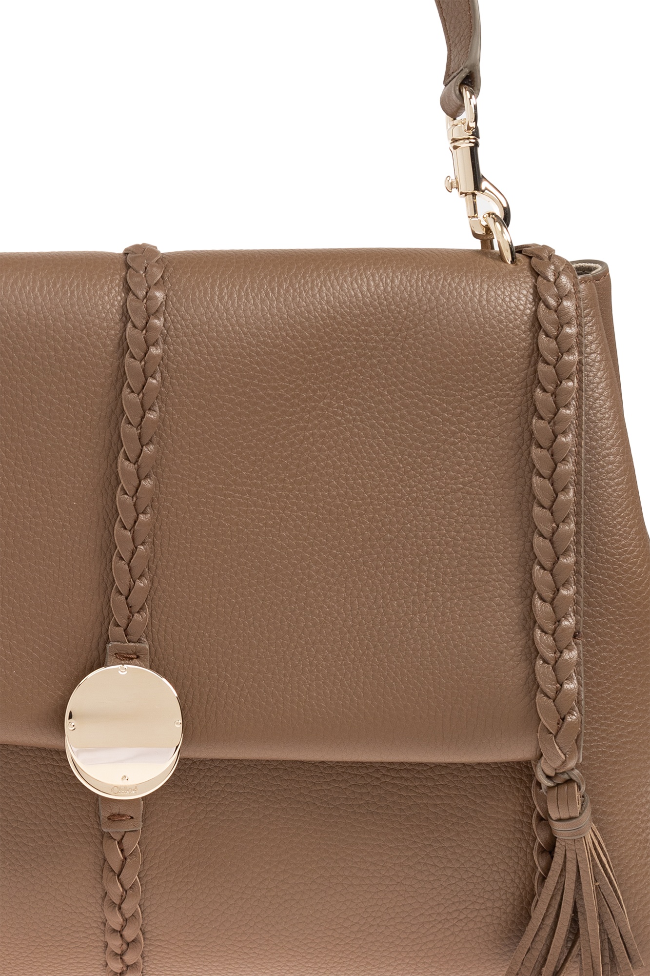 Chloé Large Penelope Leather Shoulder Bag In Brown