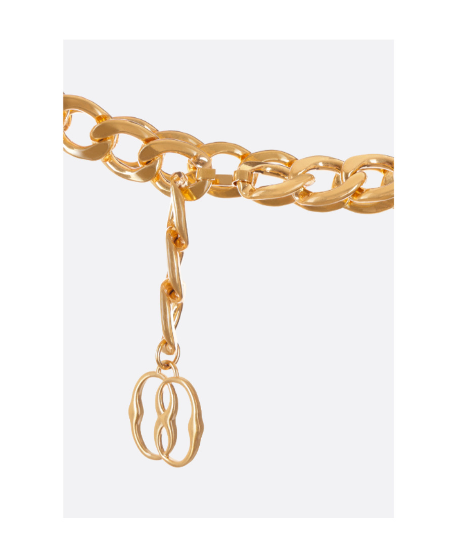 Bally Logo Charm Chain-link Belt In Nude