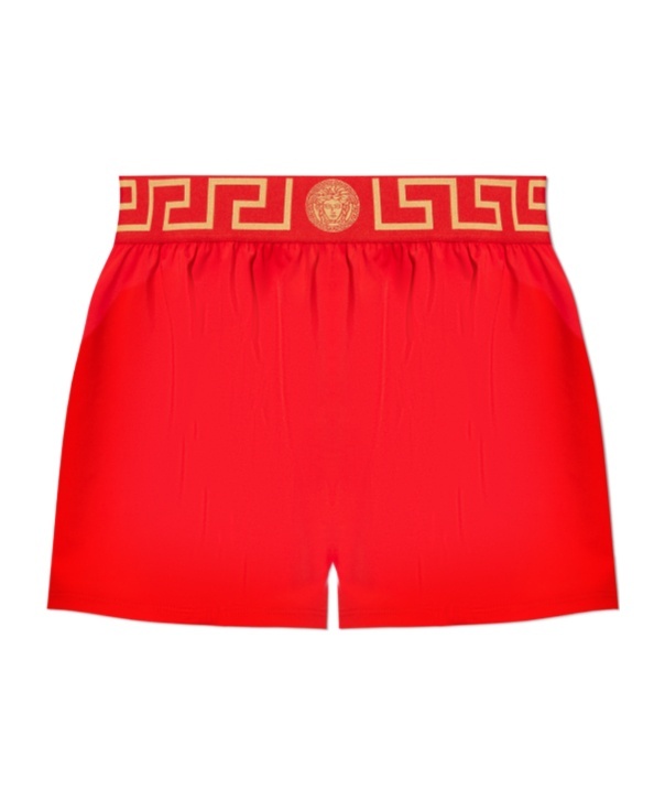 Versace Medusa-waistband Swim Shorts In Red