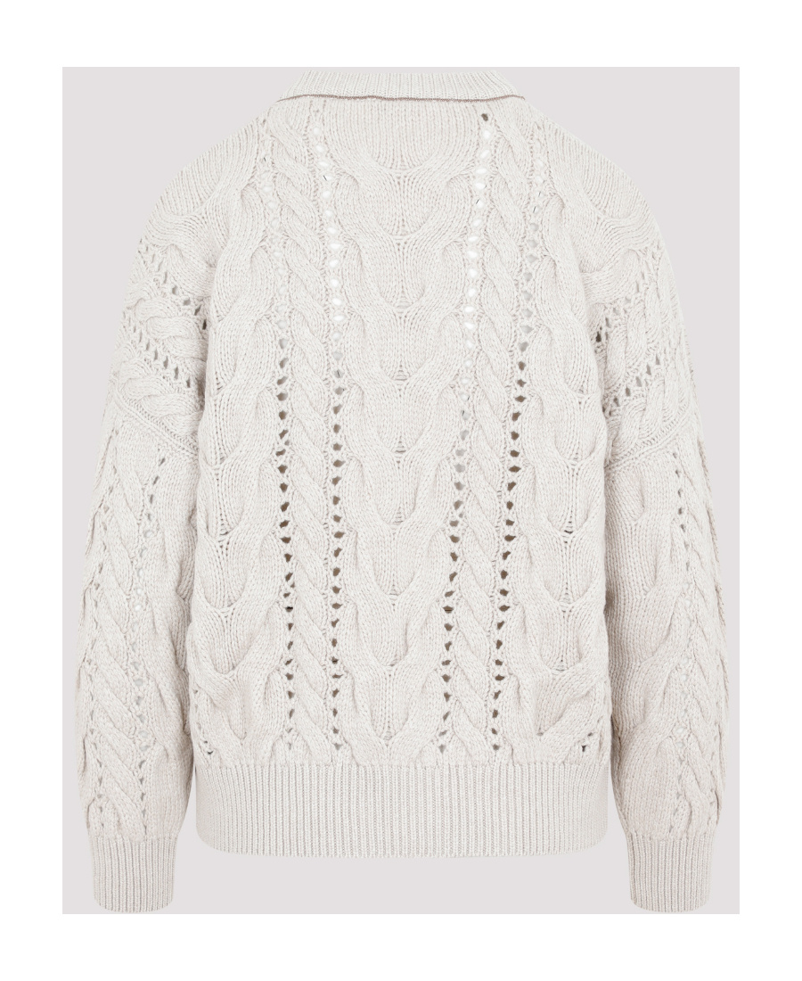 Brunello Cucinelli Openwork Cable-knit Jumper In White