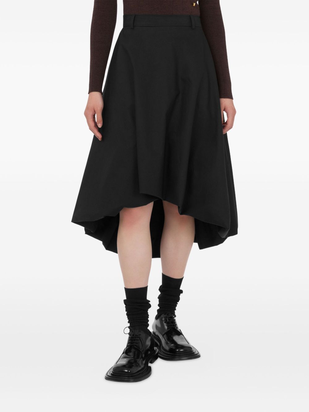 Moschino Knee Length A-line Skirt With Asymmetric Hem In Black