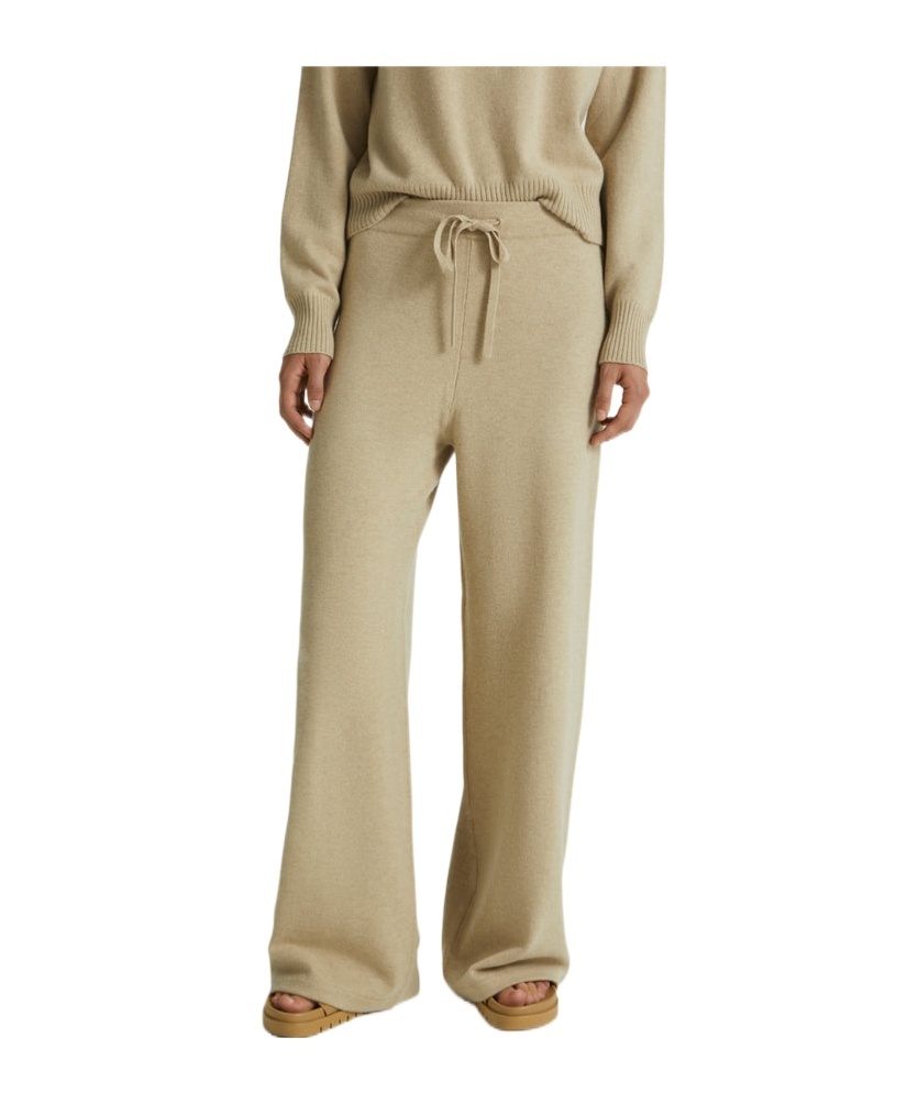 Yves Salomon Wide-leg Wool Casual Pants In Nude
