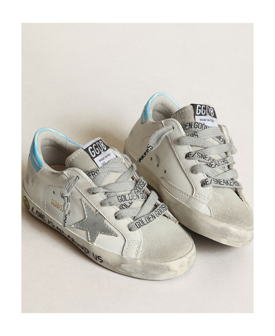 Golden Goose Kids Super-star Written Lace-up Sneakers In Multi