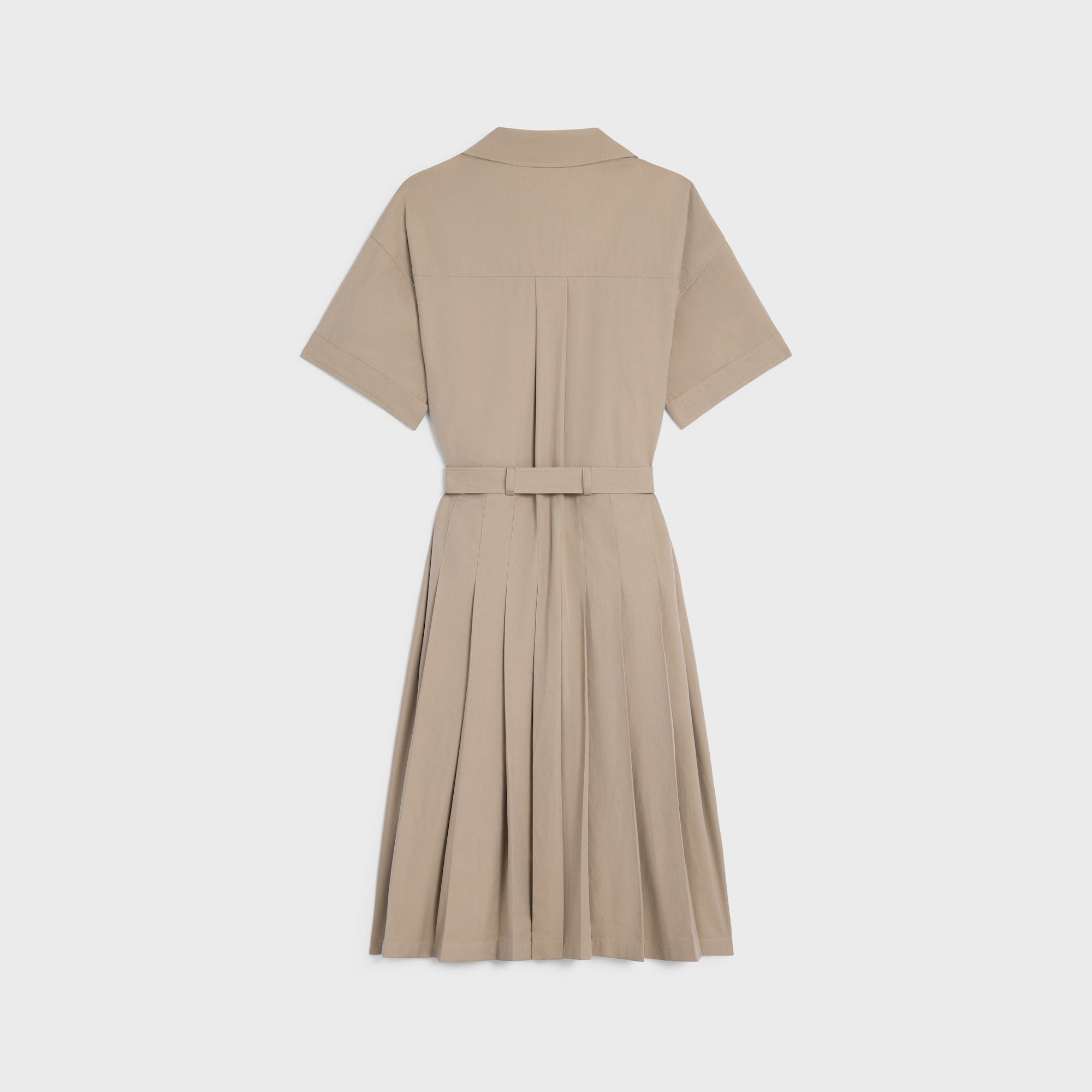 Celine Saharienne Dress In Cotton Gabardine In Neutral